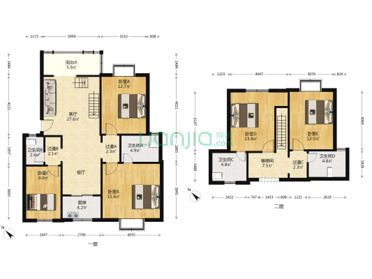 学府轩 5室1厅4卫 131平方