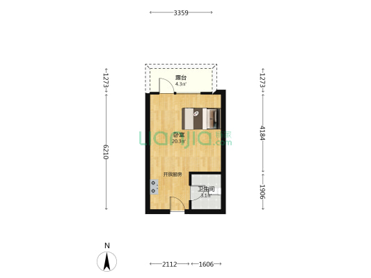 溪岸尚寓 1室0厅1卫 37平方