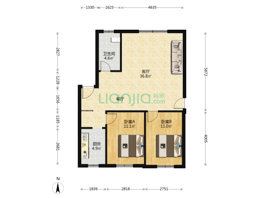 兰溪花园6区 2室1厅1卫 86平方