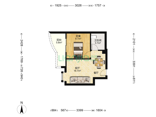 科技王广场 1室1厅1卫 49平方