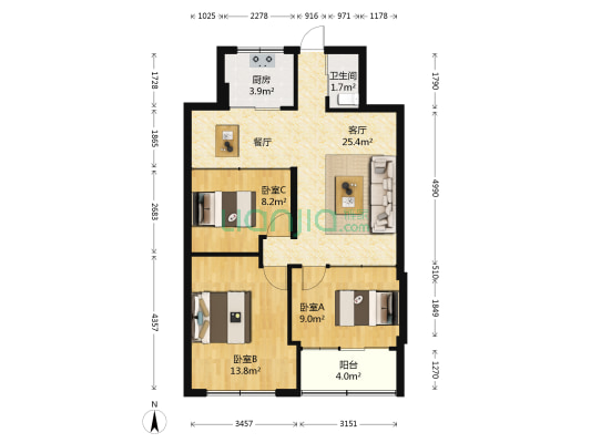 福寿巷6号 3室1厅1卫 74平方