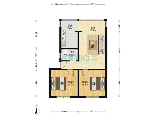 三桥桥梁公司宿舍 2室1厅1卫 69平方