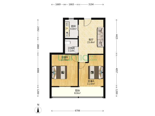 南门新村 2室1厅1卫 70平方
