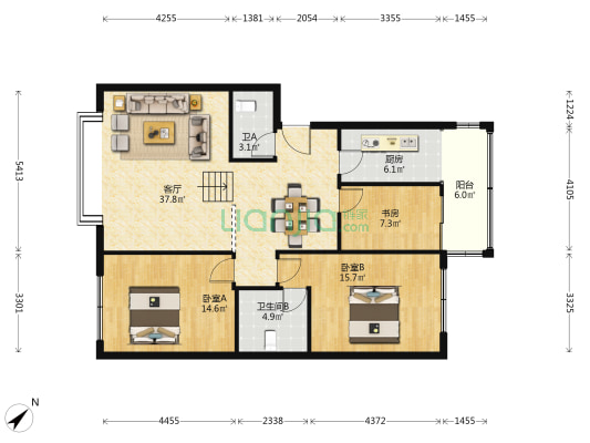 清和苑 3室1厅2卫 119平方