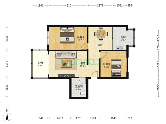 30号楼住宅小区 2室1厅1卫 71平方