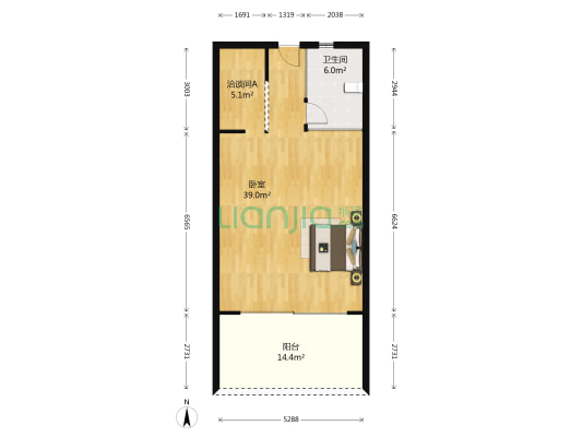 海世界公寓 2室0厅1卫 63平方