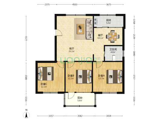 四明山路116号 3室2厅1卫 90平方
