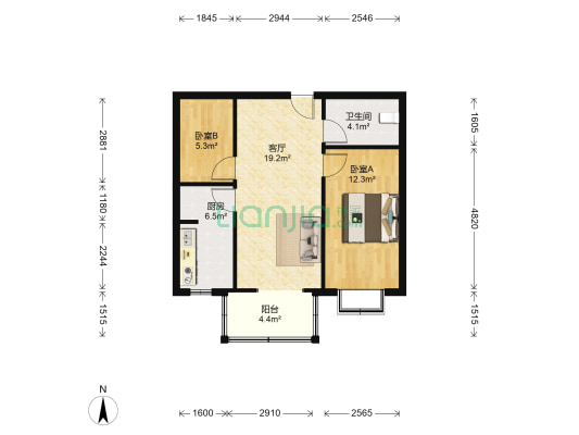 华堂高尔夫 2室1厅1卫 74平方