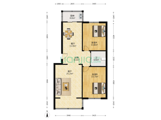 智源里畅春园 2室2厅1卫 102平方