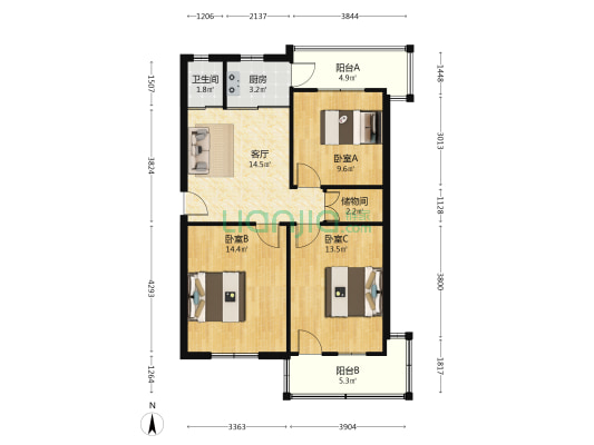 史河路6号 3室1厅1卫 79平方