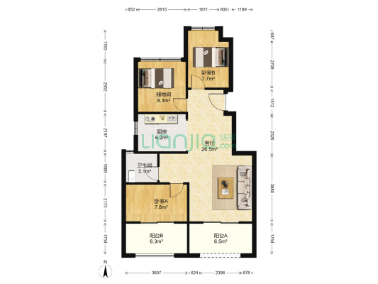 正荣悦玲珑 2室1厅1卫 85平方