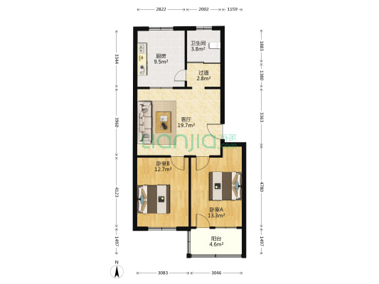 联盟西院 2室1厅1卫 80平方