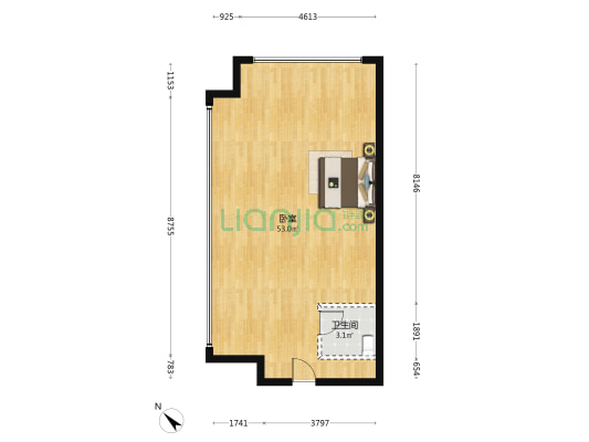 南宁恒大国际中心 1室0厅1卫 93平方