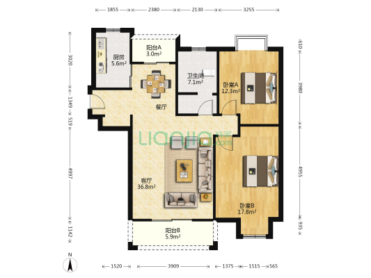 金水苑 2室1厅1卫 112平方