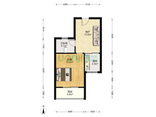 新泾公寓 1室1厅1卫 51平方