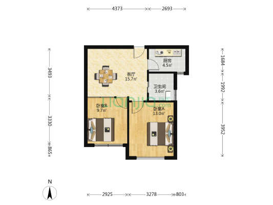 士韵家园一期 2室1厅1卫 69平方