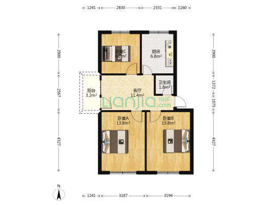 白鸥园左侧17号 3室1厅1卫 71平方