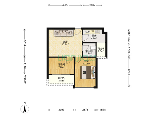 秋谷南迪苑 1室1厅1卫 49平方