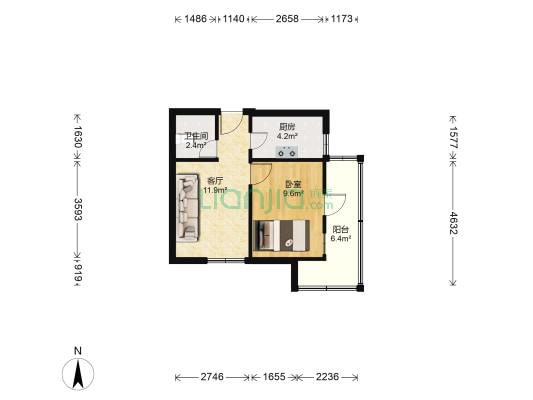 貌川里 1室1厅1卫 42平方