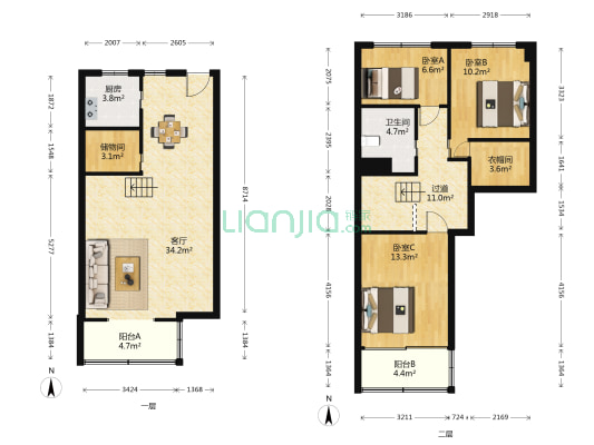 灵桥公寓 3室1厅1卫 140平方