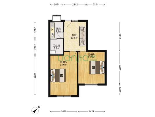 粮道街中学三角路分校宿舍 2室1厅1卫 62平方