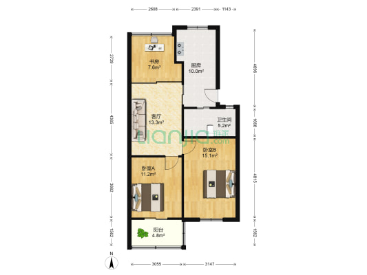 墅林苑 3室1厅1卫 78平方
