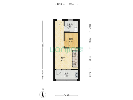 青年苑小区 1室1厅1卫 46平方