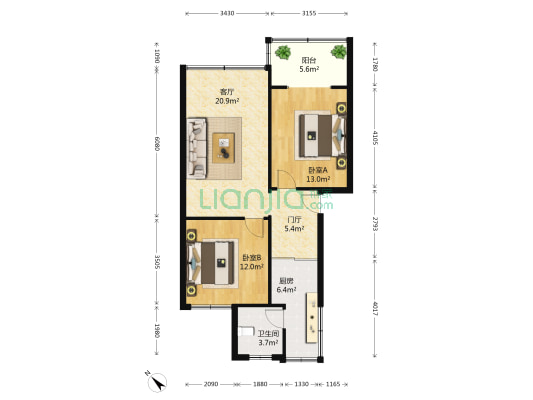 南府街50号 2室1厅1卫 72平方