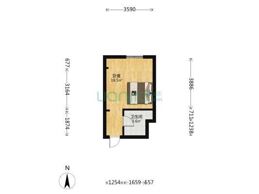 東方園 1室0厅1卫 30平方