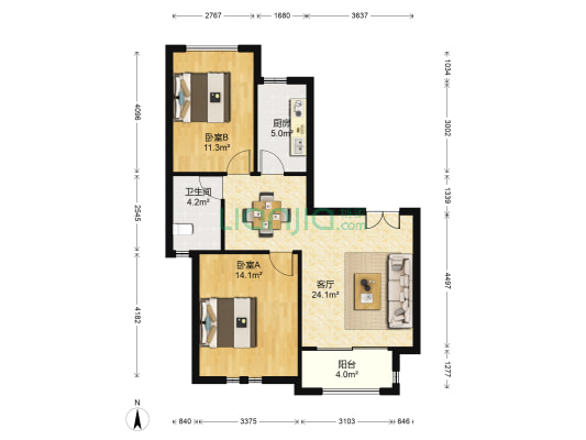 金鹰华庭一期 2室1厅1卫 96平方