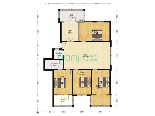 鲲鹏小区 4室2厅2卫 144平方