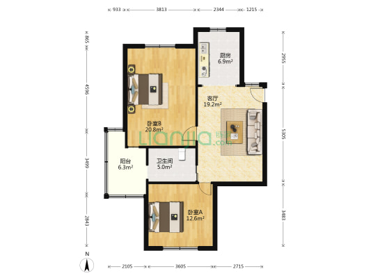 锦福苑 2室1厅1卫 86平方