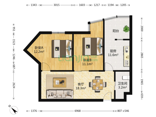 富安华庭 2室1厅1卫 82平方