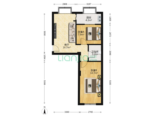 张家巷小区 2室1厅1卫 75平方