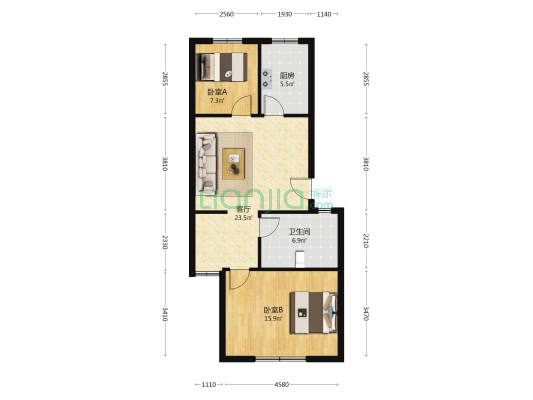 龙锦花苑 2室1厅1卫 72平方