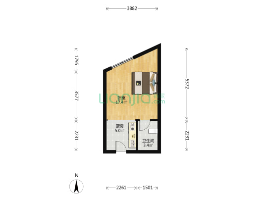 南方国际广场 1室0厅1卫 46平方