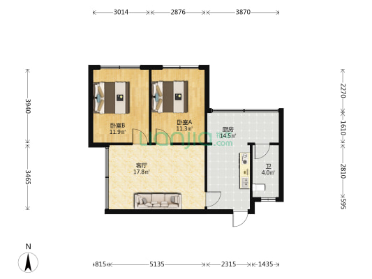 花溪大道中段69号 2室1厅1卫 62平方