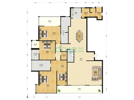 罗牛山玖悦台 4室1厅4卫 363平方