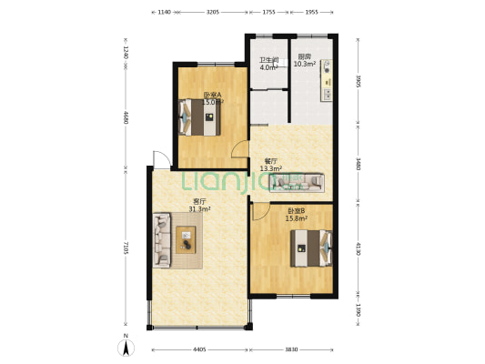 省一建商住小区 2室2厅1卫 102平方