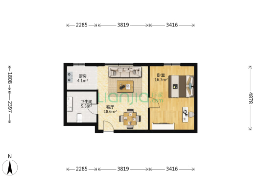 天和小区 1室1厅1卫 64平方