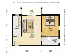 满二，一居室，集中供暖，采光好，优质房源！-涿州水岸花城户型图