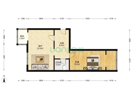 胜利街家属楼 1室1厅1卫 72平方