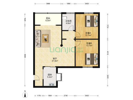 英特小区 2室1厅1卫 95平方