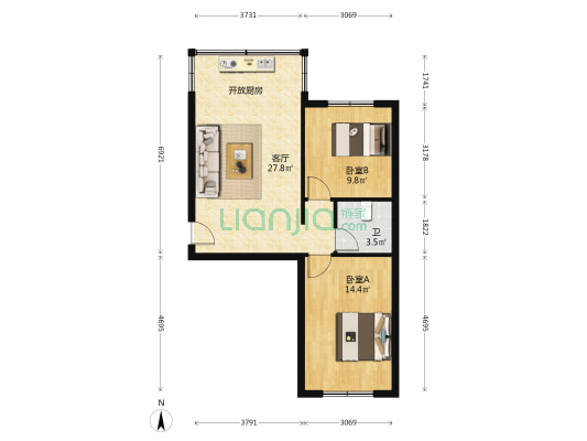 水泵宿舍 2室1厅1卫 68平方