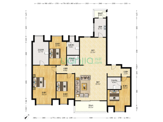华润万象城·幸福里 4室2厅4卫 254平方