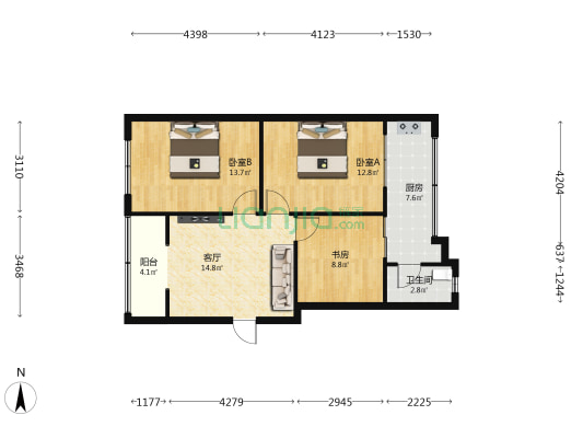高笋塘 3室1厅1卫 68平方