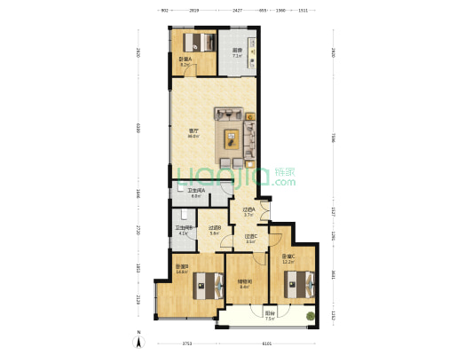 海尔产城创蓝谷海上东方 3室1厅2卫 164平方