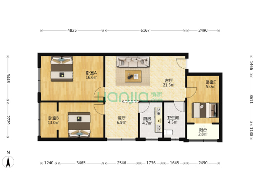 温家巷26号 3室2厅1卫 96平方