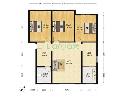 安轻路480号 3室2厅1卫 131平方