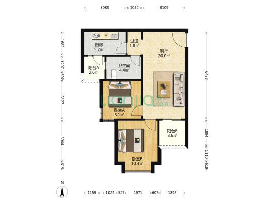 恒大林溪郡四组团 2室1厅1卫 70平方